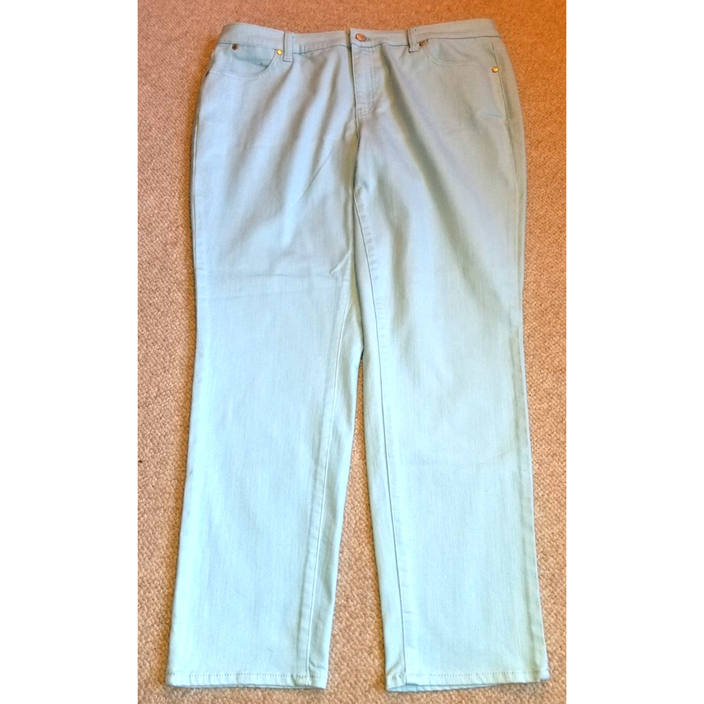 Womens Jeans-TALBOTS-sky blue stretch denim 'Slim Ankle Jean'-16W